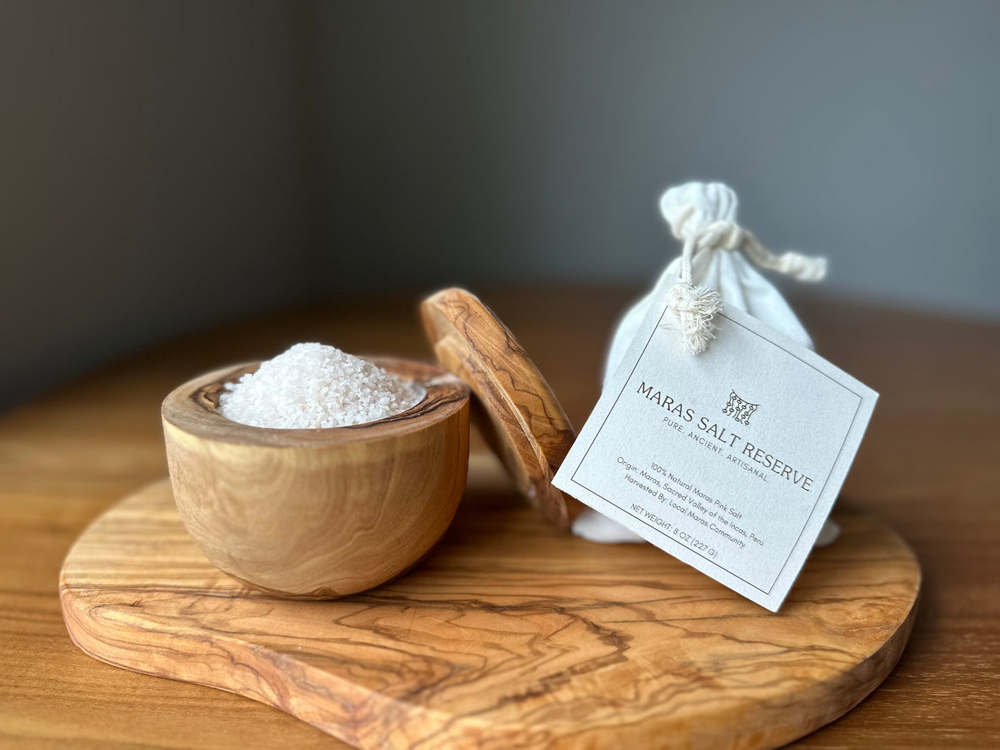 Olive Wood Cellar + FINE Grain Salt, 10oz (Copy)